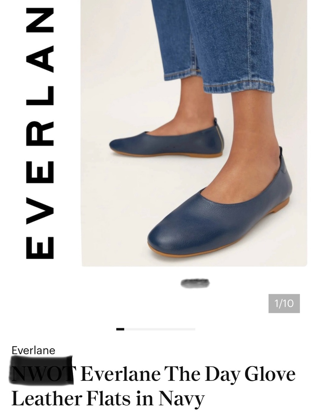 Everlane Navy Leather Flats